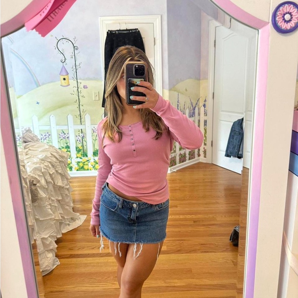 Pink button up long sleeve